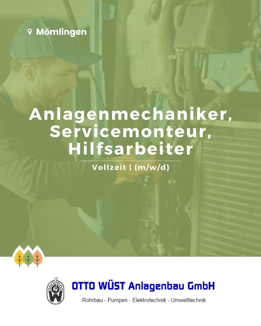 Anlagenmechaniker, Servicemonteur, Hilfsarbeiter